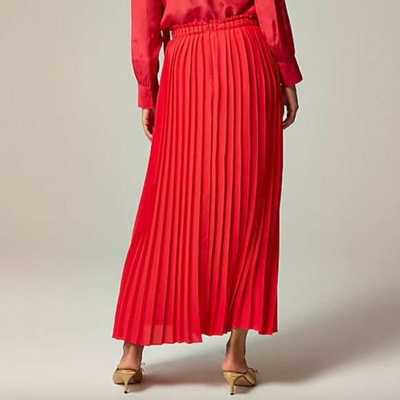 NWT J. Crew Pleated Maxi Skirt Drapey Georgette Womens 14 Candy Apple Red CG359 - Picture 3 of 13